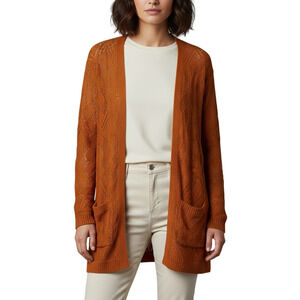 Market & Spruce Cecily Pointelle Open Front Cardigan Orange NWT Women’s Medium